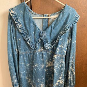 GANNI Light Bleach Denim Mini Dress NWT